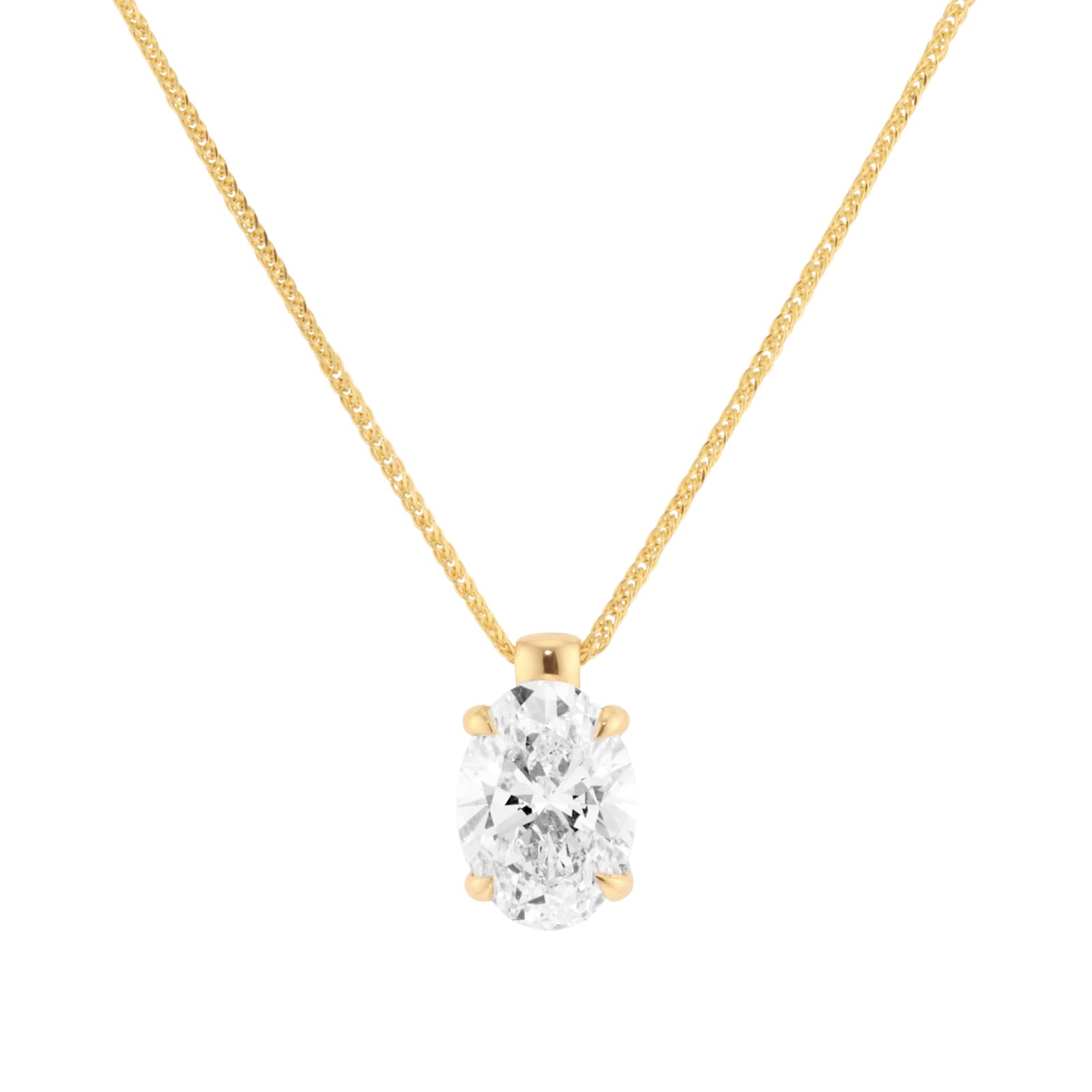 Mappin & Webb 18ct Yellow Gold 3.00cttw Oval Cut Lab Grown Diamond Pendant