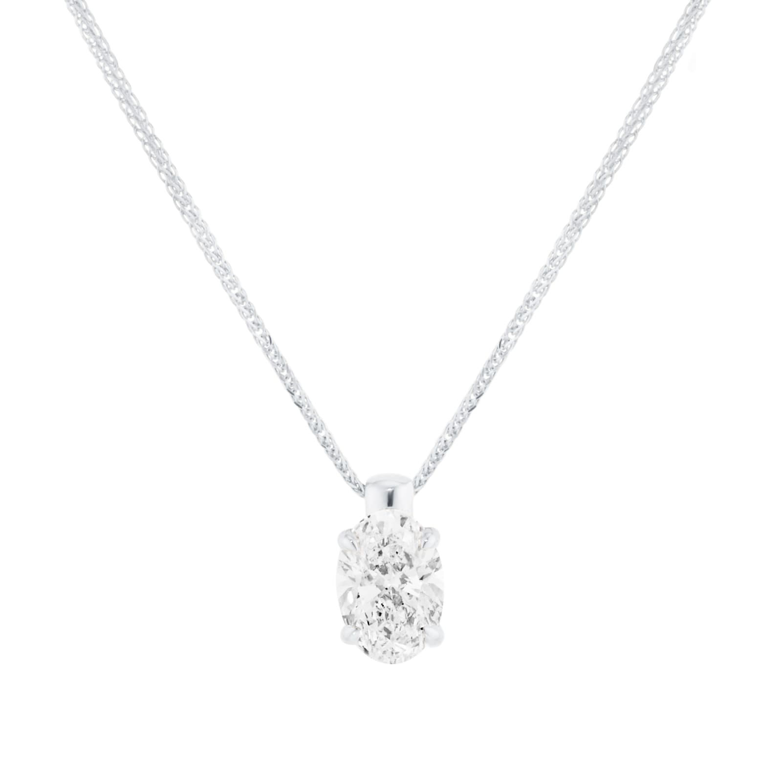 Mappin & Webb 18ct White Gold 1.50cttw Oval Cut Lab Grown Diamond Pendant