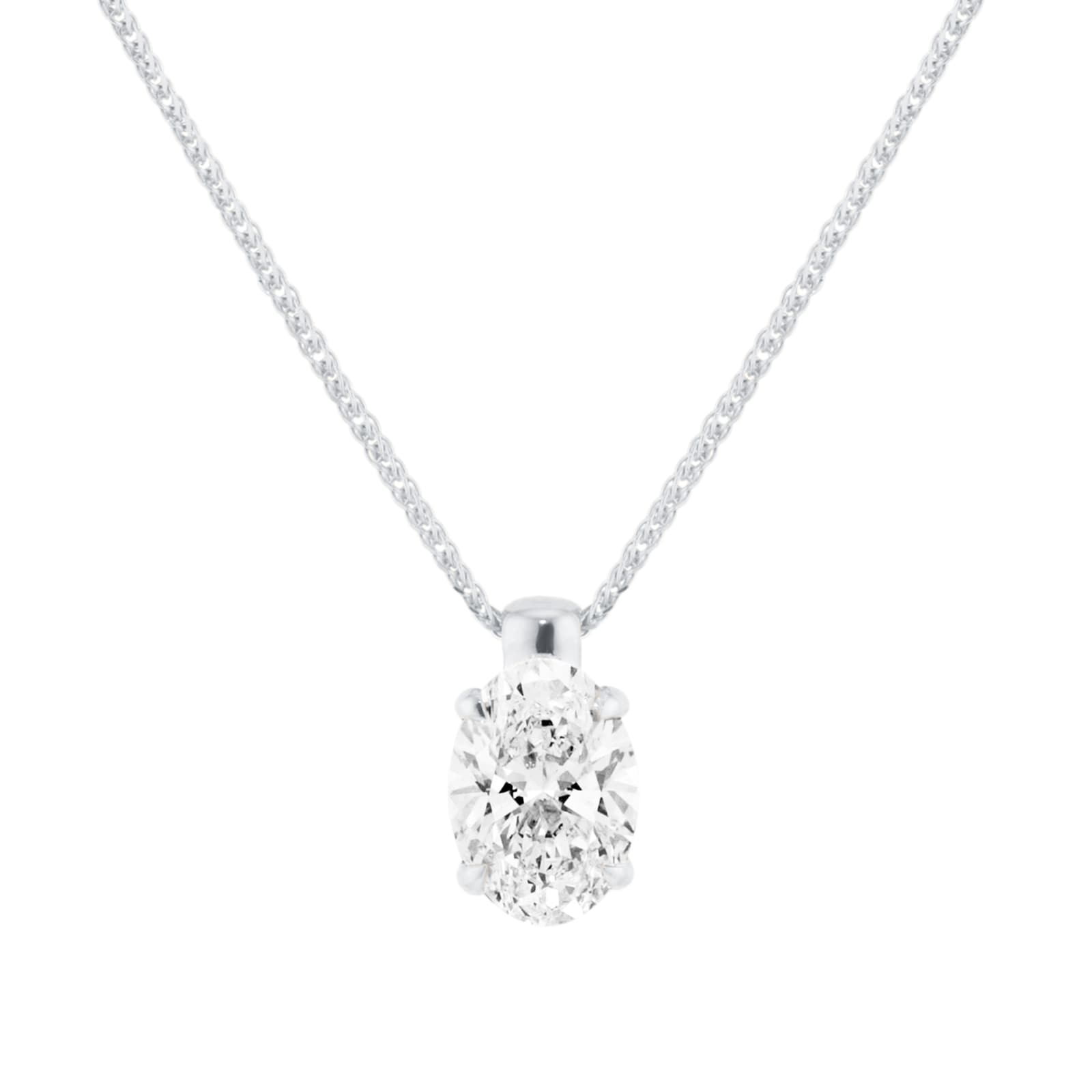 Mappin & Webb 18ct White Gold 2.00cttw Oval Cut Lab Grown Diamond Pendant