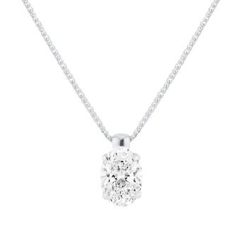 18ct White Gold 2.00cttw Oval Cut Lab Grown Diamond Pendant