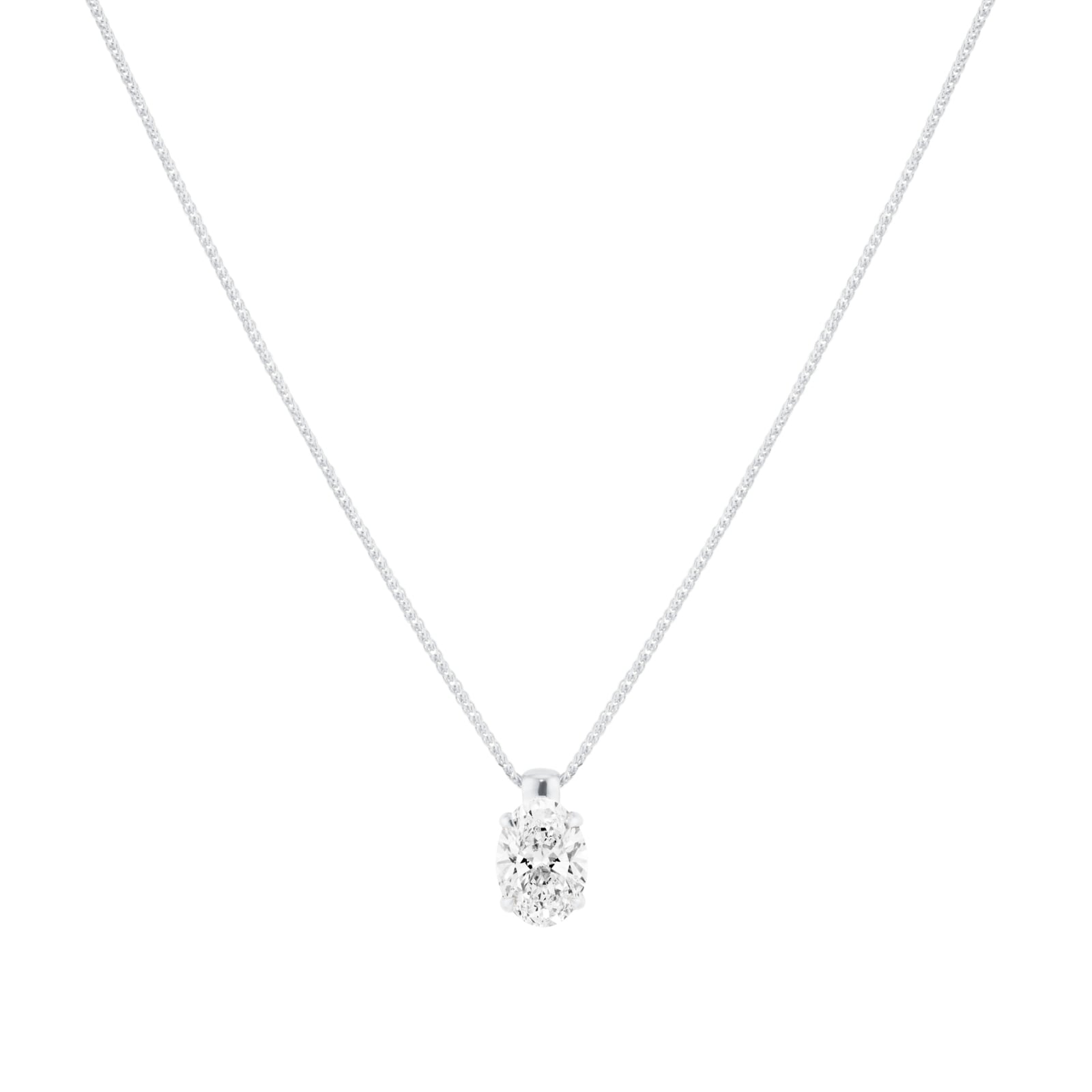Mappin & Webb 18ct White Gold 2.00cttw Oval Cut Lab Grown Diamond Pendant Mappin & Webb 18ct White Gold 2.00cttw Oval Cut Lab Grown Diamond Pendant