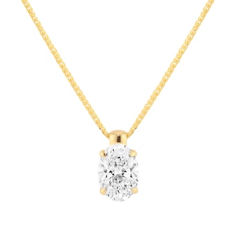 18ct Yellow Gold 2.00cttw Oval Cut Lab Grown Diamond Pendant