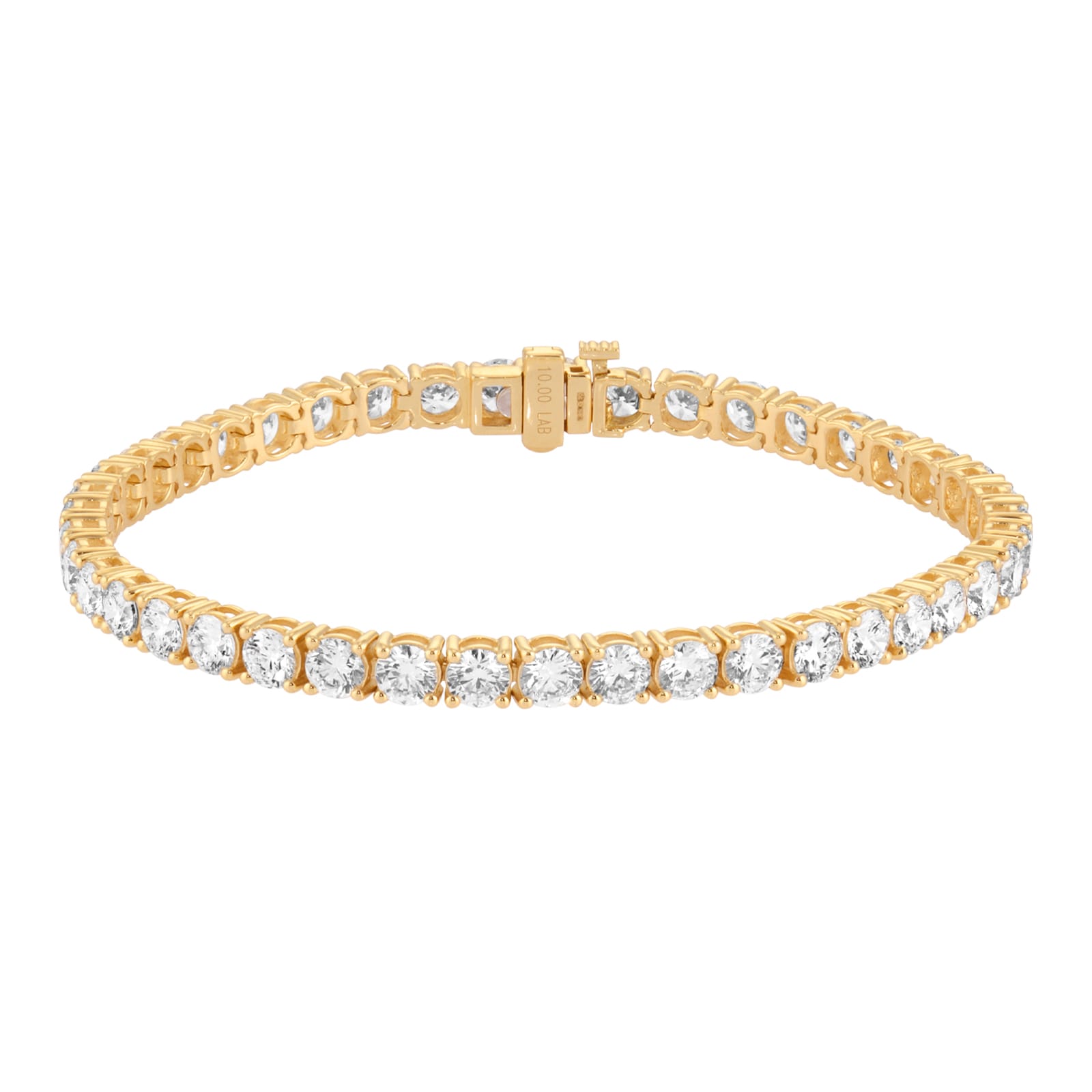 Mappin & Webb 18ct Yellow Gold 10cttw Round Brilliant Cut Lab Grown Diamond Bracelet