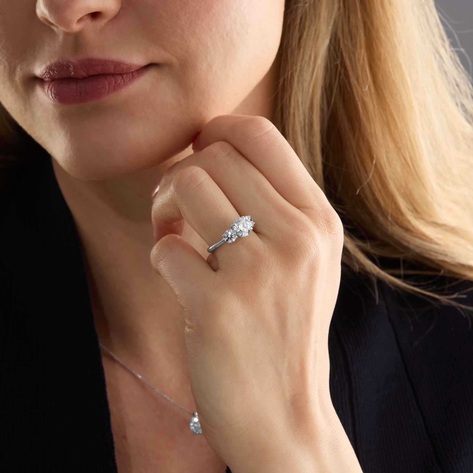 Mappin & Webb Platinum 3.00cttw Round Brilliant Cut Lab Grown Diamond Three Stone Engagement Ring