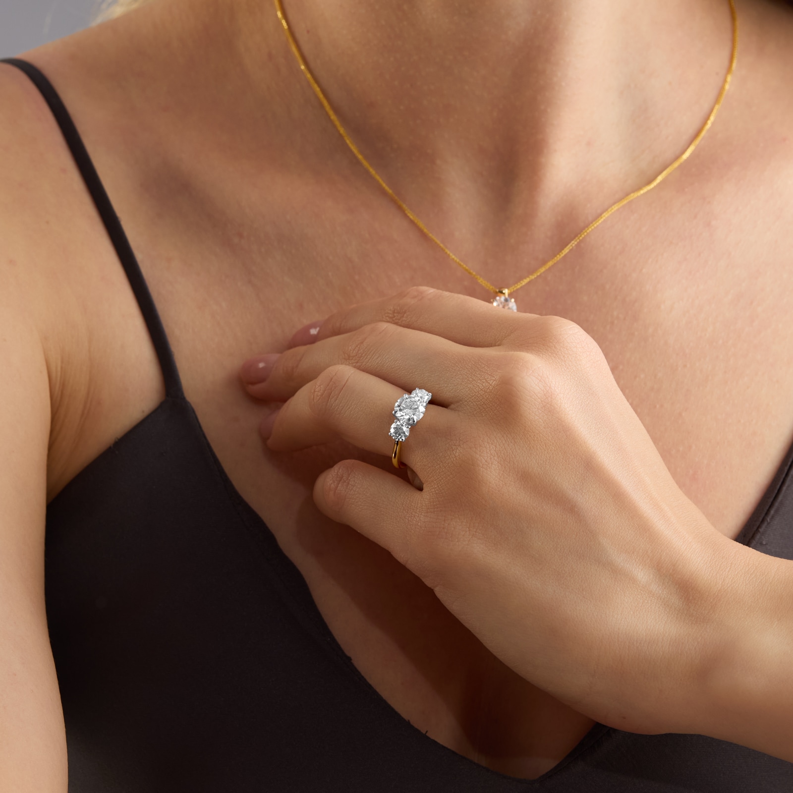 Mappin & Webb 18ct Yellow Gold 3.00cttw Round Brilliant Cut Lab Grown Diamond Three Stone Engagement Ring