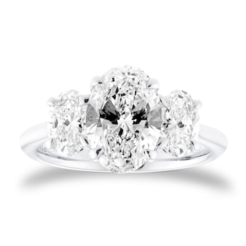 Platinum 3.00cttw Oval Cut Lab Grown Diamond Three Stone Engagement Ring