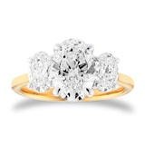 Mappin & Webb 18ct Yellow Gold 3.00cttw Oval Cut Lab Grown Diamond Three Stone Engagement Ring - Ring Size P