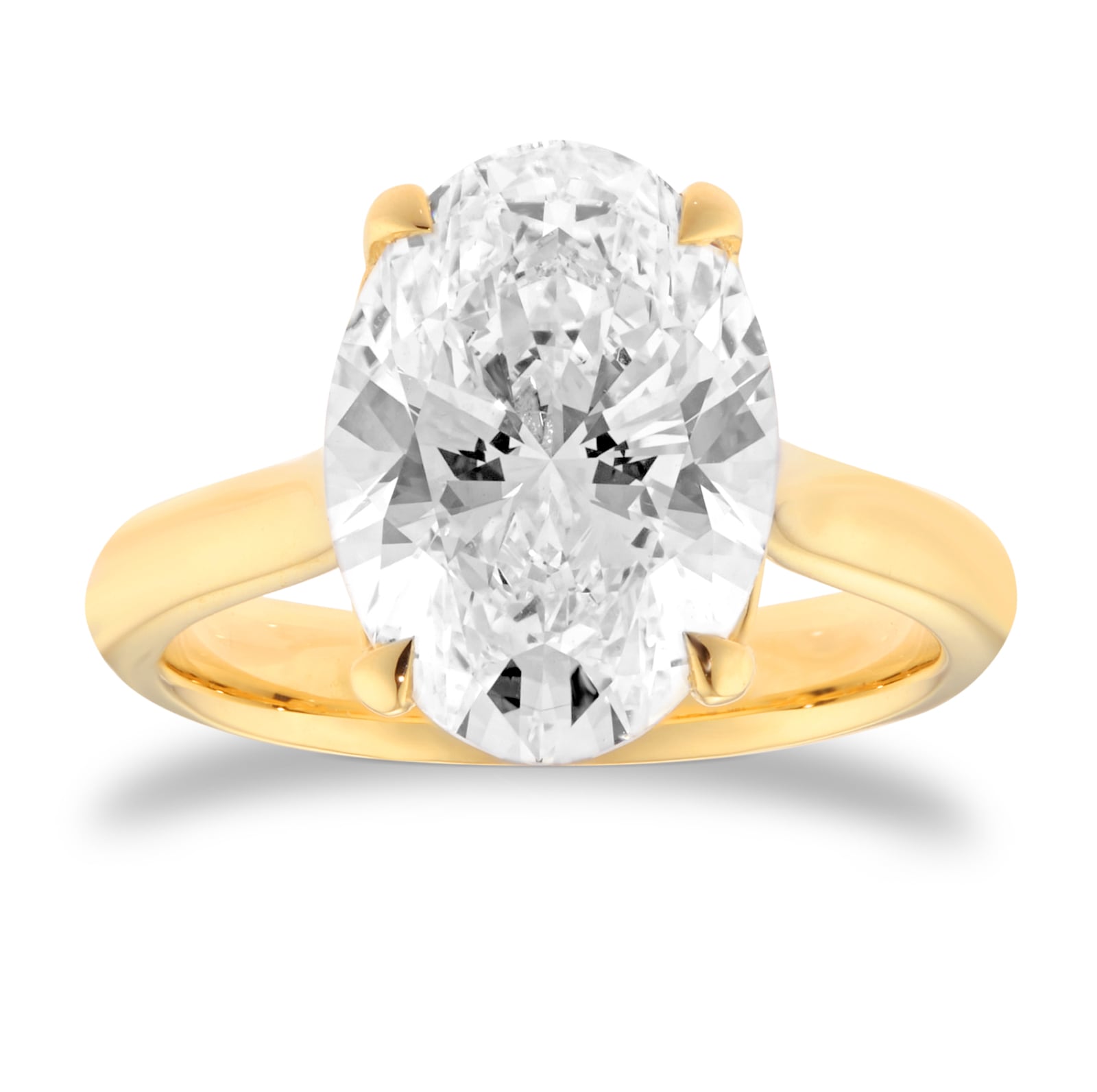 Mappin & Webb 18ct Yellow Gold 5.00cttw Oval Cut Lab Grown Diamond Solitaire Engagement Ring
