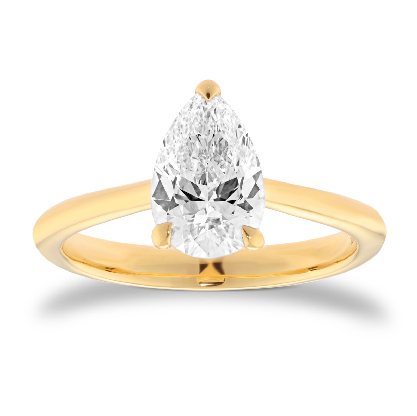 Mappin & Webb 18ct Yellow Gold 1.50cttw Pear Cut Lab Grown Diamond Solitaire Engagement Ring