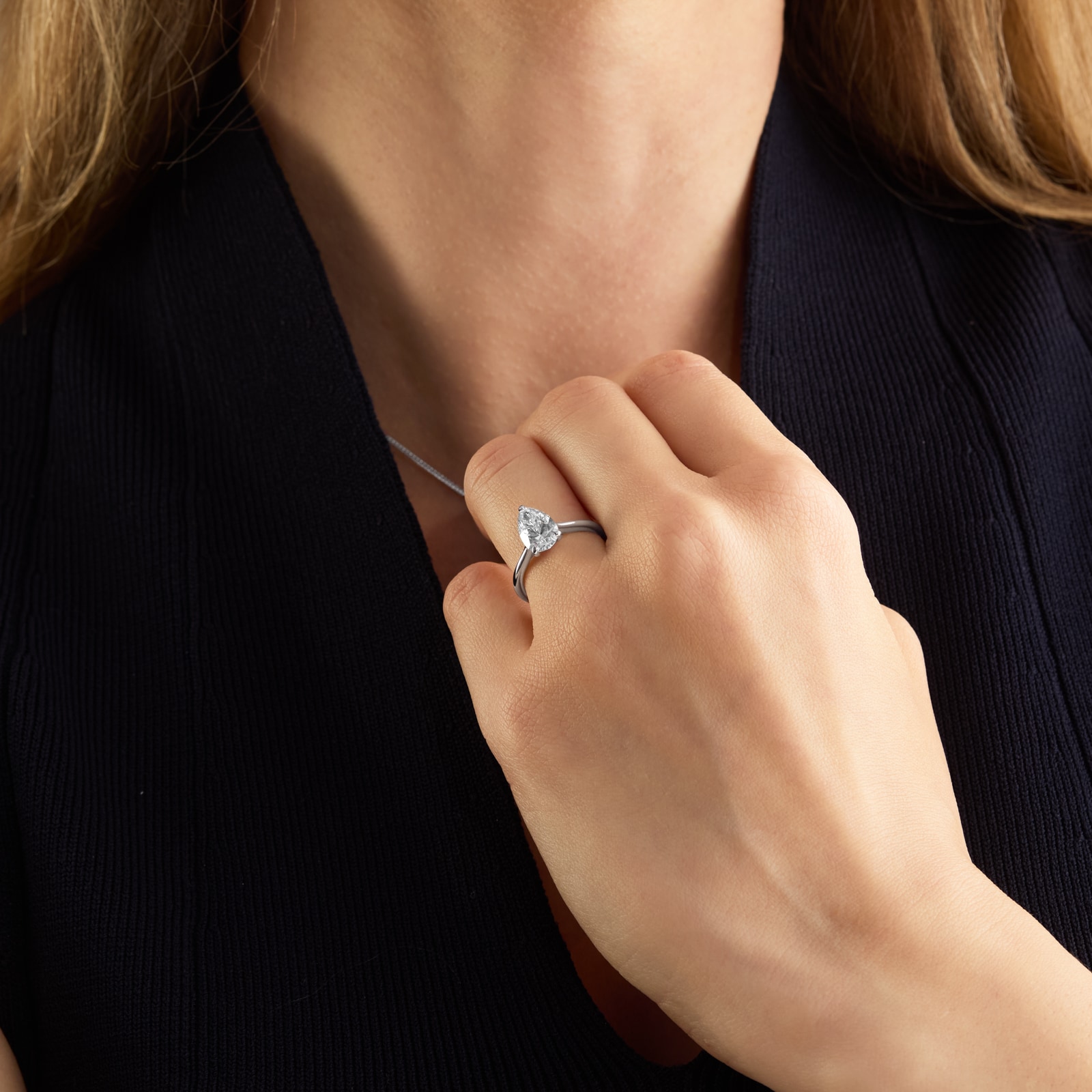 Mappin & Webb Platinum 2.00cttw Pear Cut Lab Grown Diamond Solitaire Engagement Ring