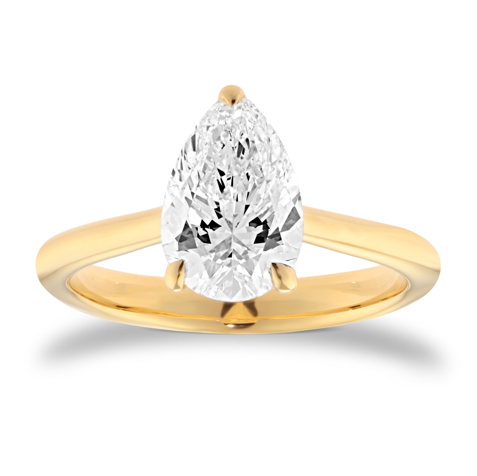 Mappin & Webb 18ct Yellow Gold 2.00cttw Pear Cut Lab Grown Diamond Solitaire Engagement Ring