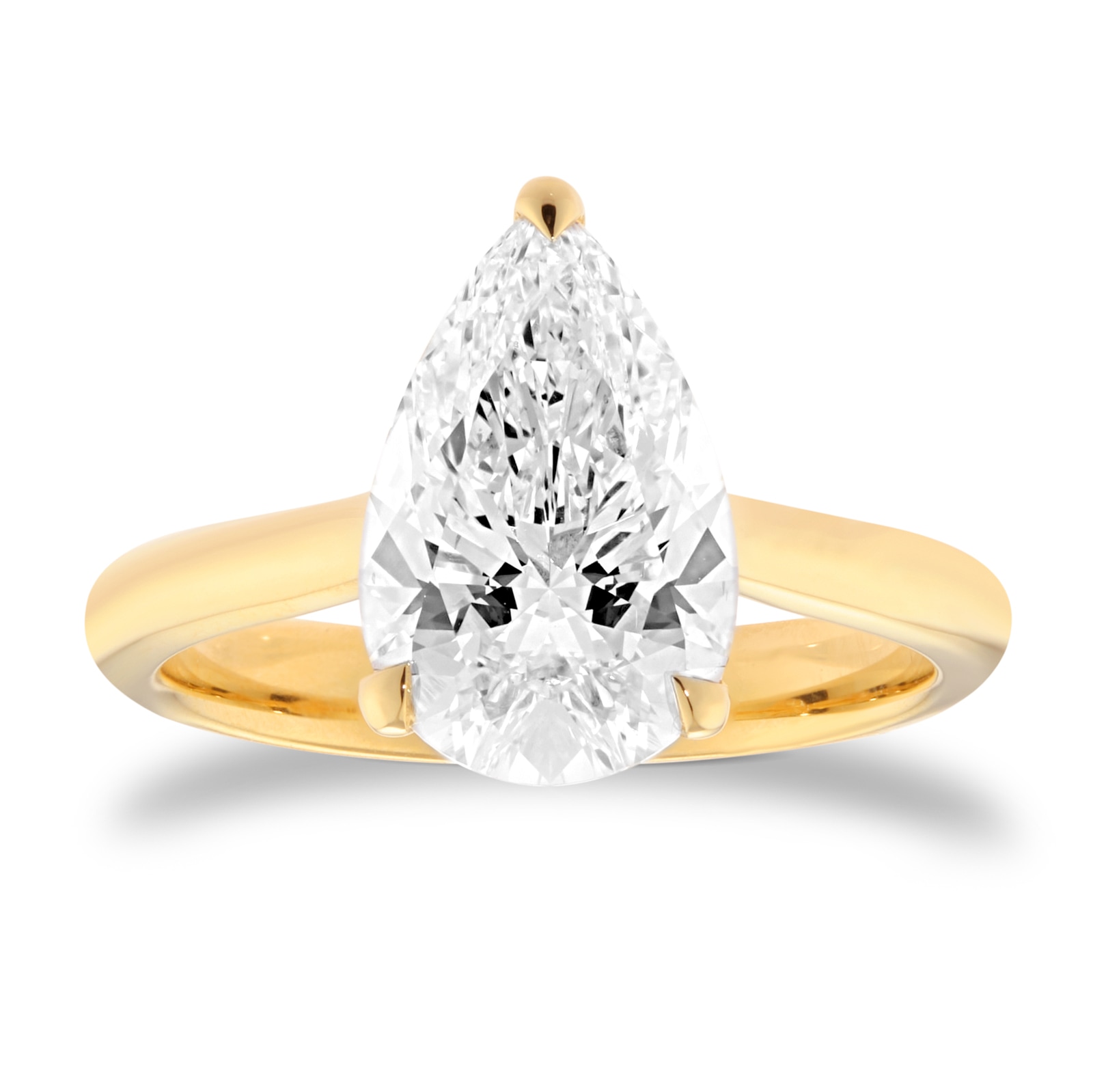 Mappin & Webb 18ct Yellow Gold 3.00cttw Pear Cut Lab Grown Diamond Solitaire Engagement Ring