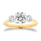 Mappin & Webb 18ct Yellow Gold 2.00cttw Round Brilliant Cut Lab Grown Diamond Three Stone Engagement Ring