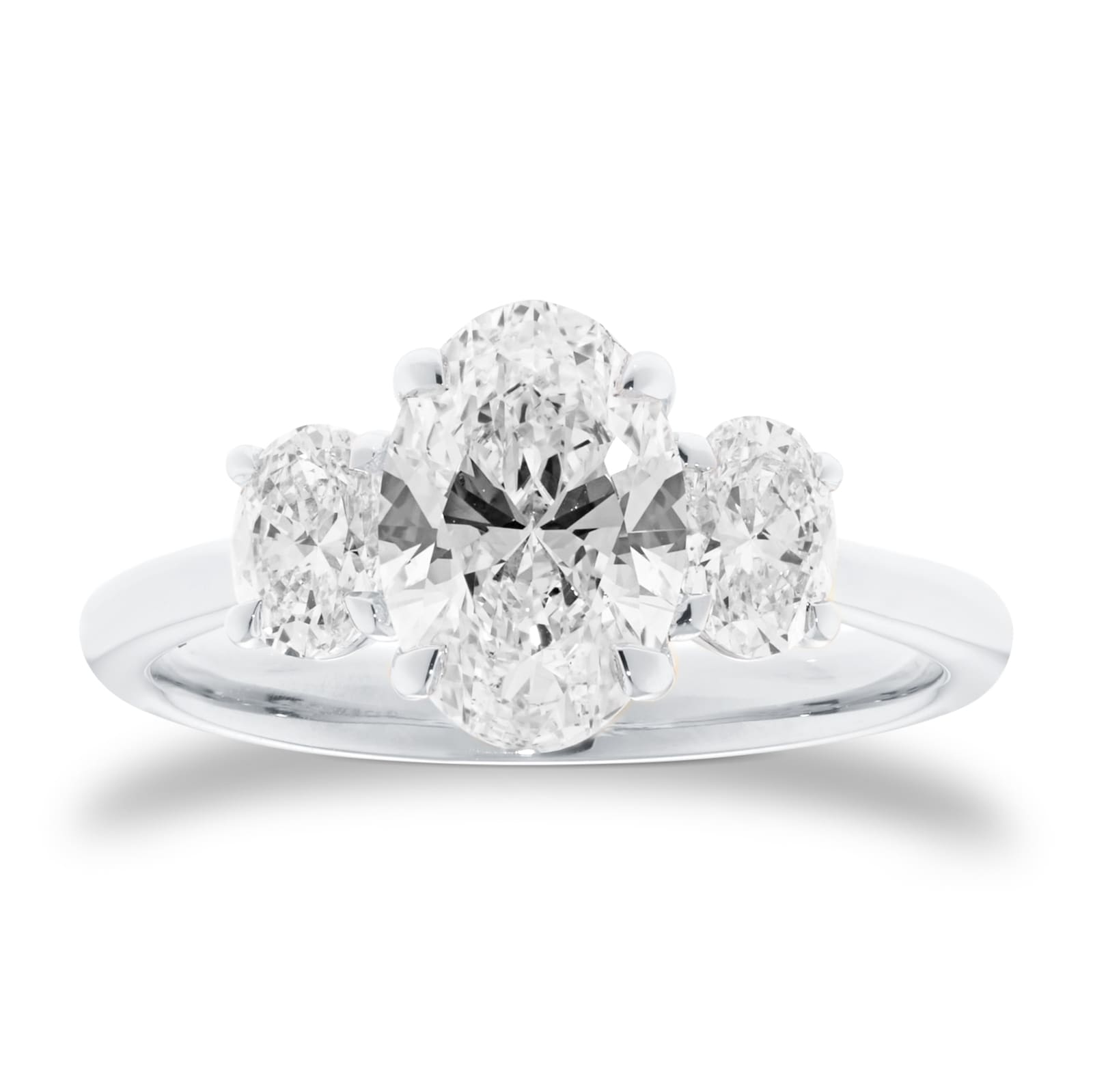 Mappin & Webb Platinum 2.00cttw Oval Cut Lab Grown Diamond Three Stone Engagement Ring