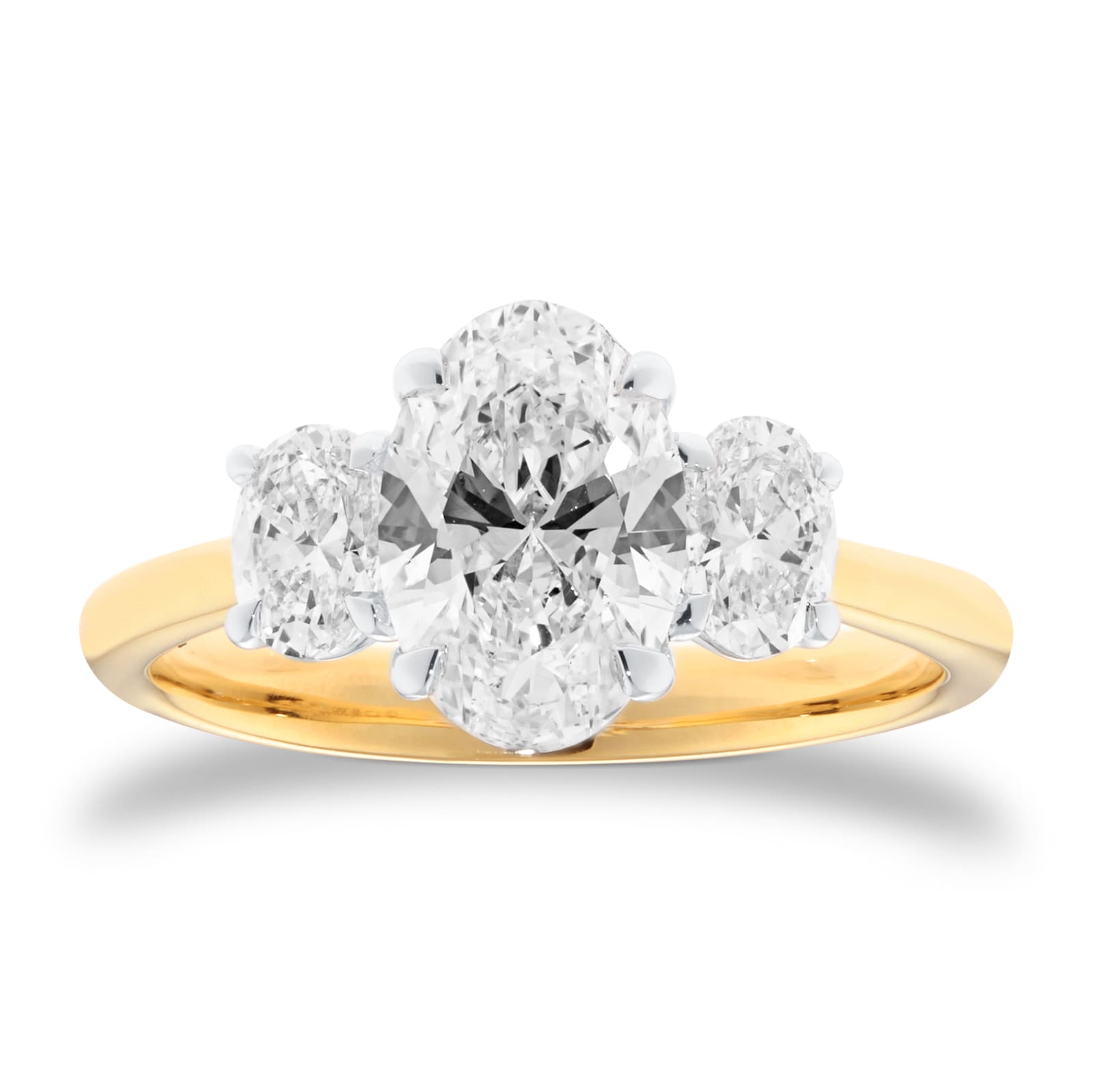 Mappin & Webb 18ct Yellow Gold 2.00cttw Oval Cut Lab Grown Diamond Three Stone Engagement Ring Mappin & Webb 18ct Yellow Gold 2.00cttw Oval Cut Lab Grown Diamond Three Stone Engagement Ring
