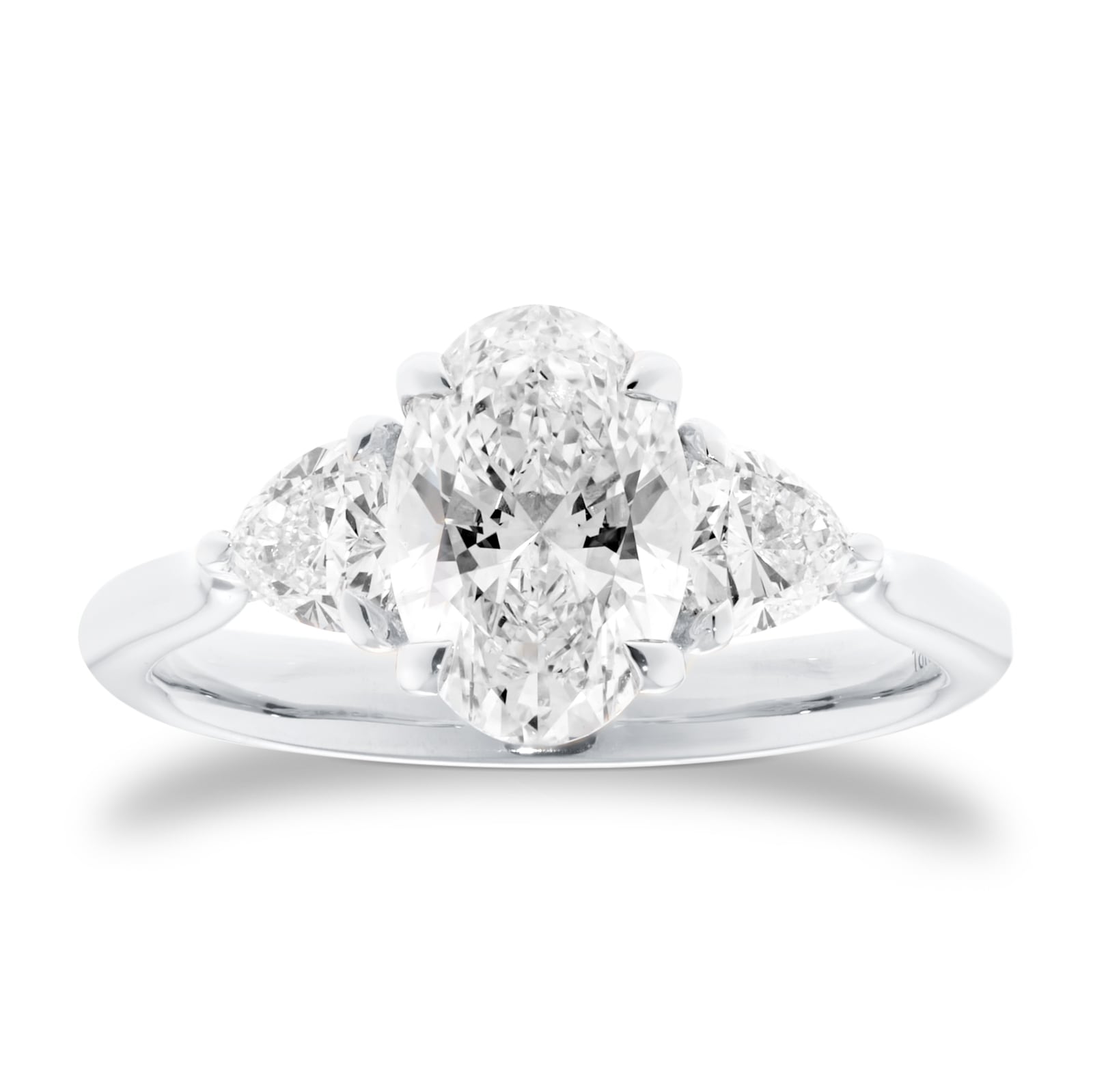 Mappin & Webb Platinum 2.00cttw Oval and Trilliant Cut Lab Grown Diamond Three Stone Engagement Ring Mappin & Webb Platinum 2.00cttw Oval and Trilliant Cut Lab Grown Diamond Three Stone Engagement Ring