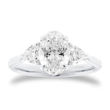 Mappin & Webb Platinum 2.00cttw Oval and Trilliant Cut Lab Grown Diamond Three Stone Engagement Ring