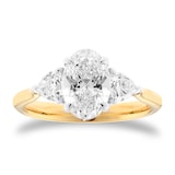 Mappin & Webb 18ct Yellow Gold 2.00cttw Oval and Trilliant Cut Lab Grown Diamond Three Stone Engagement Ring