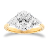 Mappin & Webb 18ct Yellow Gold 3.00cttw Oval and Trilliant Cut Lab Grown Diamond Three Stone Engagement Ring