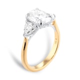 Mappin & Webb 18ct Yellow Gold 3.00cttw Oval and Trilliant Cut Lab Grown Diamond Three Stone Engagement Ring