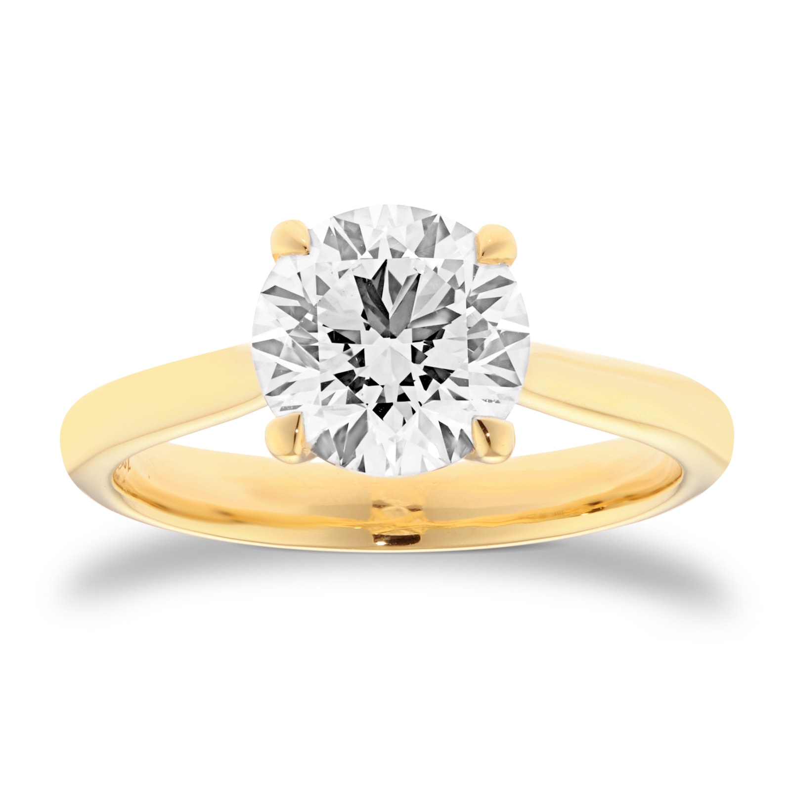 Mappin & Webb 18ct Yellow Gold 2.00cttw Round Brilliant Cut Lab Grown Diamond Solitaire Engagement Ring