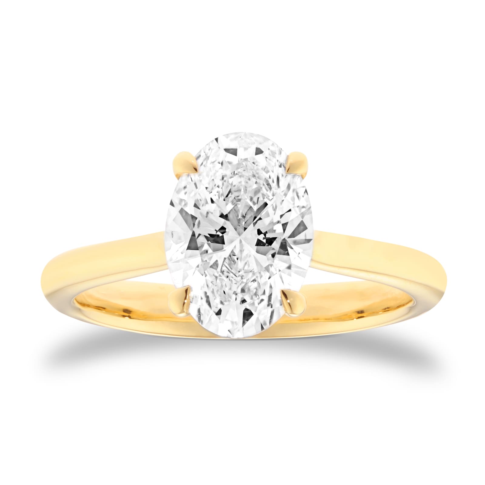 Mappin & Webb 18ct Yellow Gold 2.00cttw Oval Cut Lab Grown Diamond Solitaire Engagement Ring