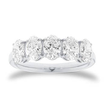 Platinum 2.00cttw Oval Cut Lab Grown Diamond Five Stone Ring