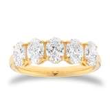 Mappin & Webb 18ct Yellow Gold 2.00cttw Oval Cut Lab Grown Diamond Five Stone Ring