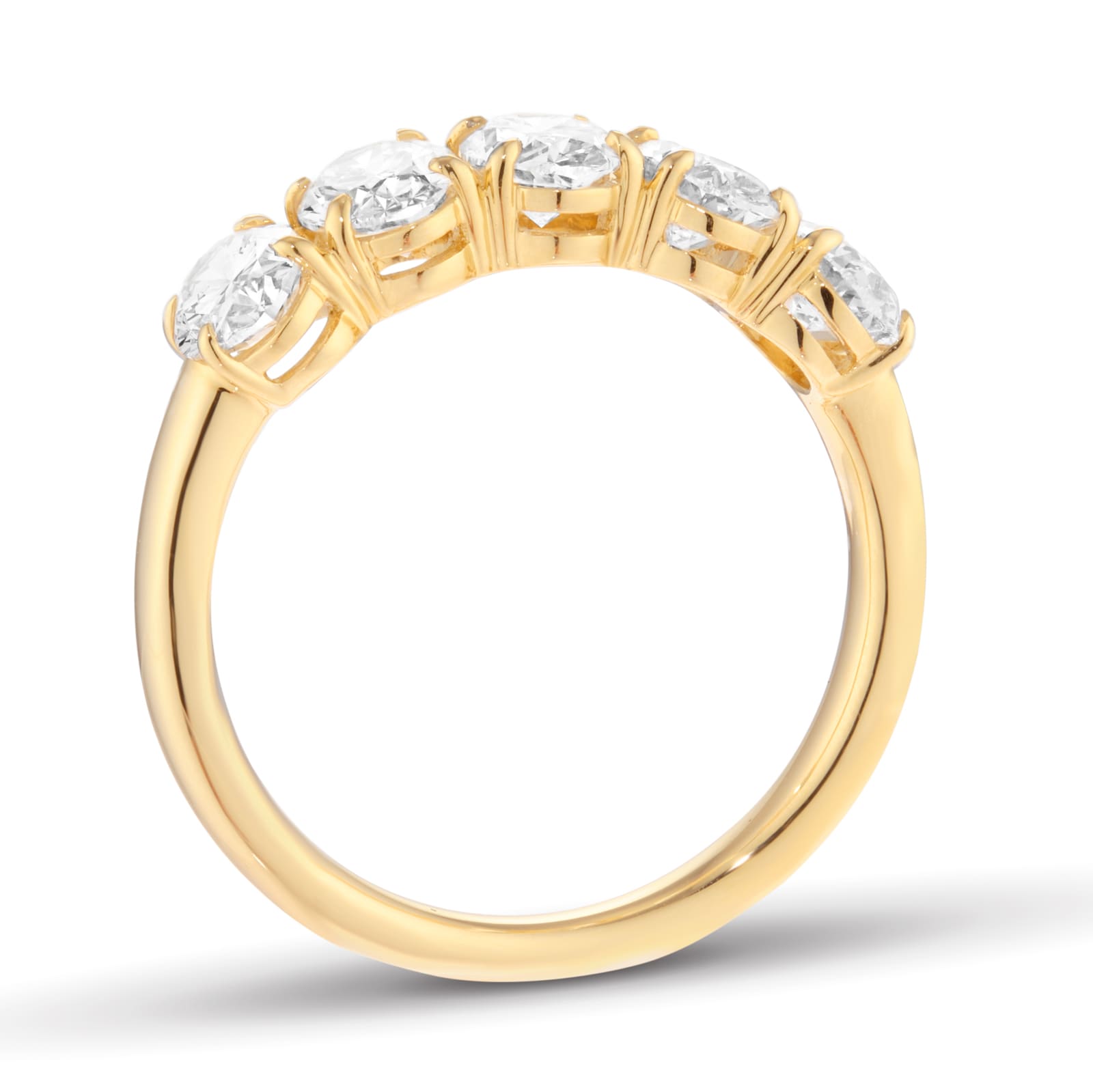 Mappin & Webb 18ct Yellow Gold 2.00cttw Oval Cut Lab Grown Diamond Five Stone Ring