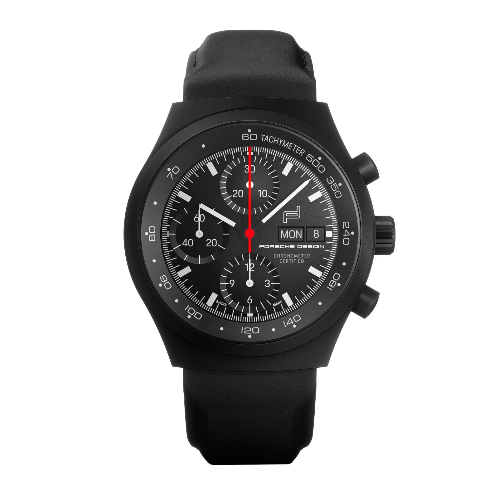 Porsche Design Chronograph 1 – All Black Numbered Edition With Leather Strap