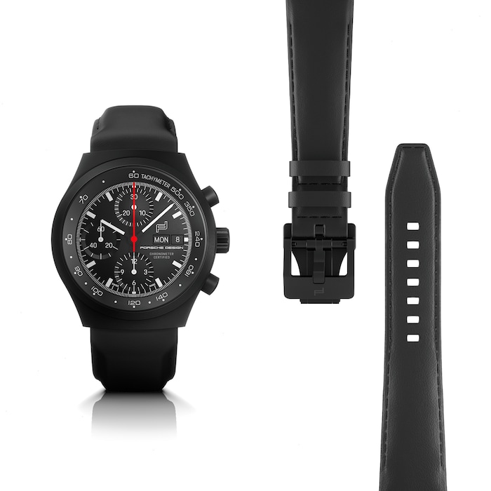 Porsche Design Chronograph 1 – All Black Numbered Edition With Leather Strap