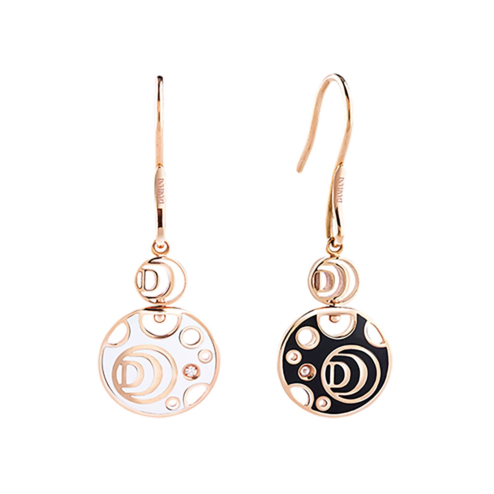 Damiani Diamantissima Ceramic and 18ct Rose Gold Drop Earrings