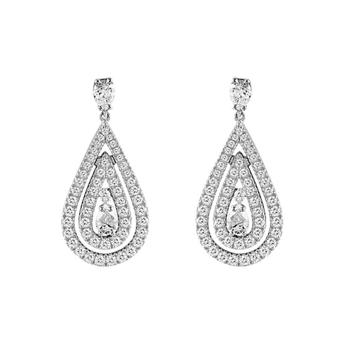 Damiani 18ct White Gold 1.64cttw Diamond Regina Cleopatra Drop Earrings