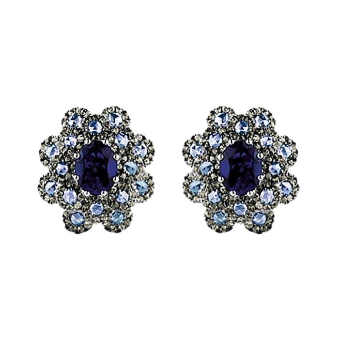 Damiani 18ct White Gold Diamond Sapphire and Iolite Stud Earrings