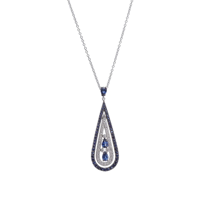 Damiani Regina Cleopatra 18ct White Gold 0.32cttw Diamond and Sapphire Necklace