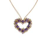 Damiani 18ct Rose Gold 0.36cttw Diamond Amethyst Peridot Heart Necklace