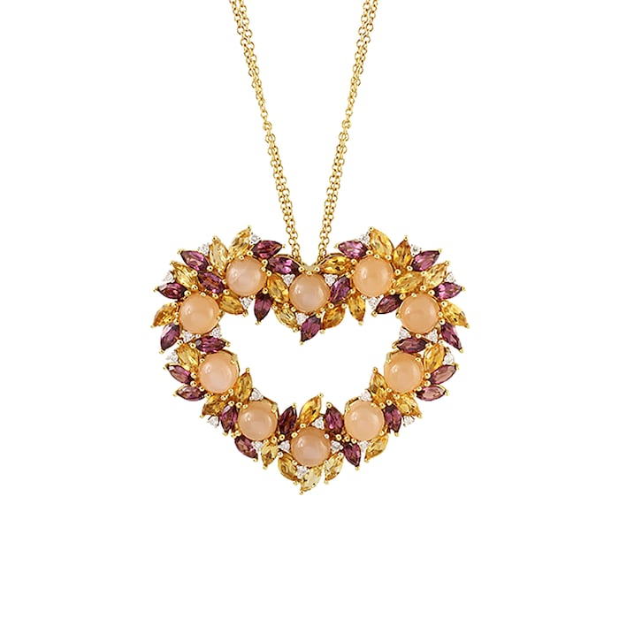 Damiani 18ct Yellow Gold 0.32cttw Diamond and Citrine Heart Necklace