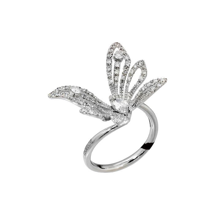 Damiani Butterfly Baby 18ct White Gold 0.78cttw Diamond Ring - Ring Size M