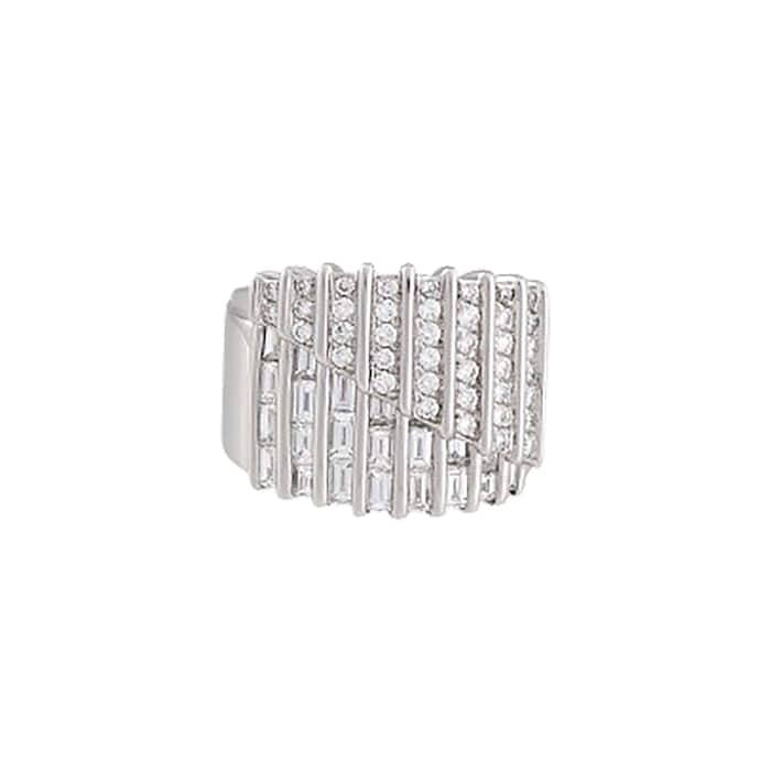 Damiani Regimental 18ct White Gold 1.66cttw Diamond Ring - Ring Size M.5