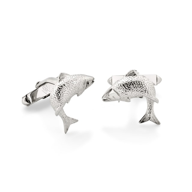 Mappin & Webb Leaping Salmon Sterling Silver Cufflinks