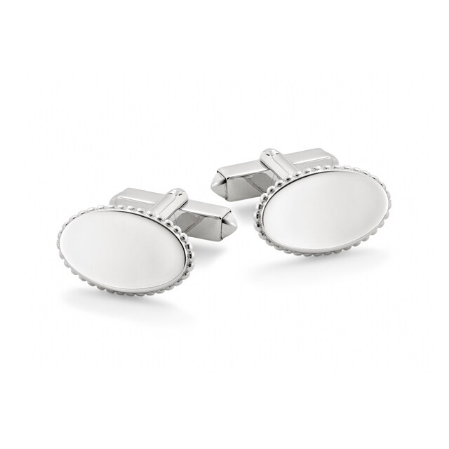 Mappin & Webb Plain Oval Sterling Silver Cufflinks