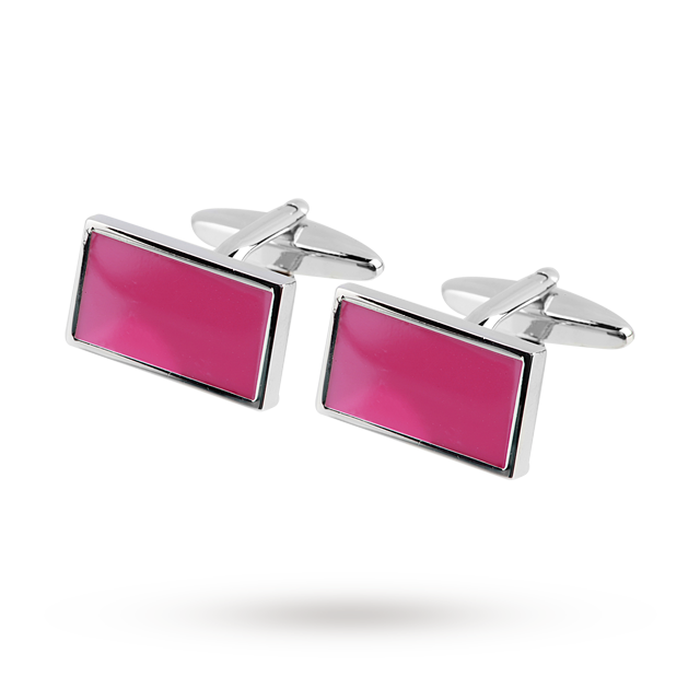 Goldsmiths Pink Enamel Rectangle Cufflinks