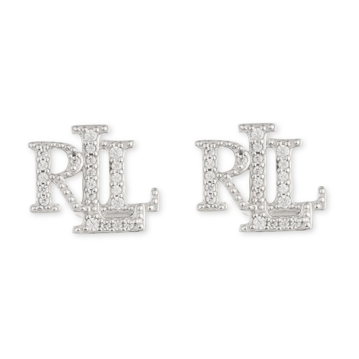 Lauren By Ralph Lauren Lauren By Ralph Lauren Sterling Silver Crystal Logo Stud Earrings