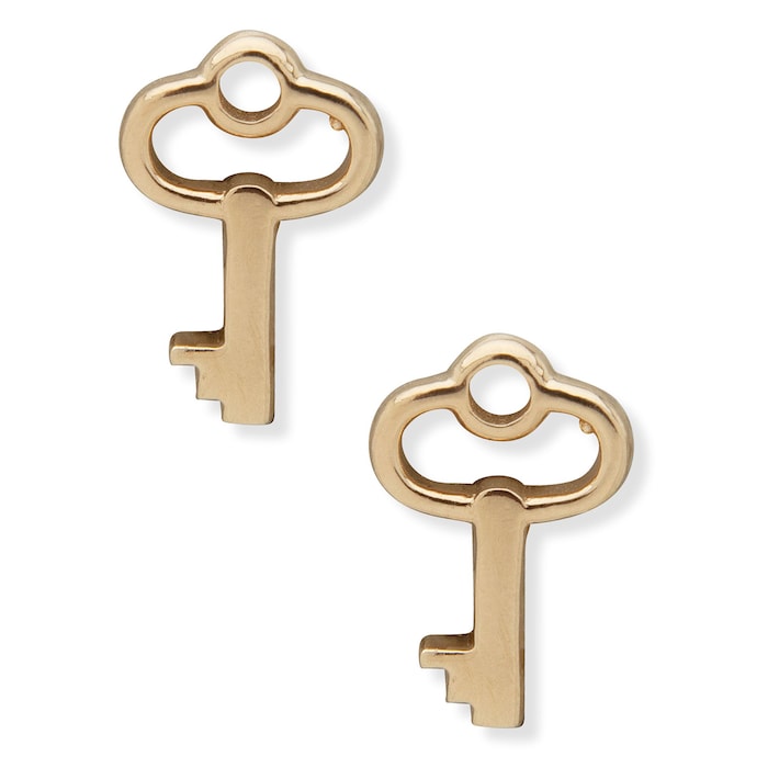 Lauren By Ralph Lauren Lauren By Ralph Lauren Sterling Silver Gold Finish Crystal Key Stud Earrings