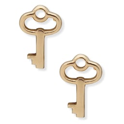 37040093 - Lauren By Ralph Lauren Sterling Silver Gold Finish Crystal Key Stud Earrings