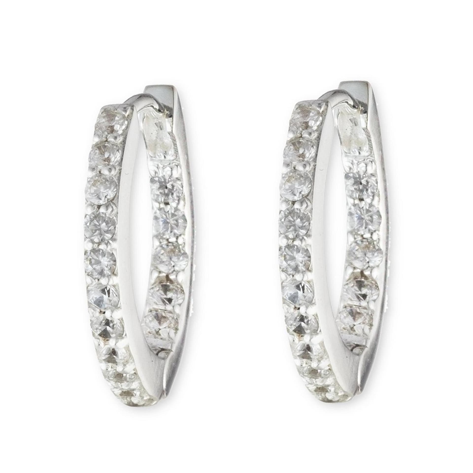 Lauren By Ralph Lauren Lauren By Ralph Lauren Sterling Silver Cubic Zirconia Huggie Hoop Earrings