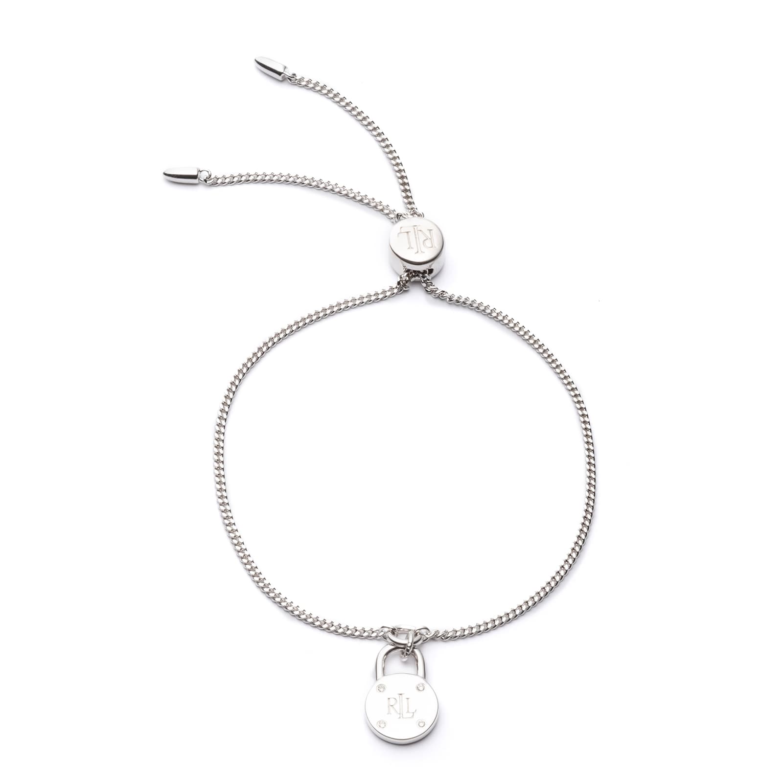 Lauren By Ralph Lauren Lauren By Ralph Lauren Sterling Silver Diamond Padlock Slider Bracelet