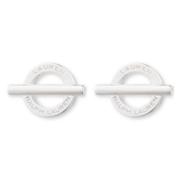 Lauren By Ralph Lauren Lauren By Ralph Lauren Silver Logo Toggle Stud Earrings