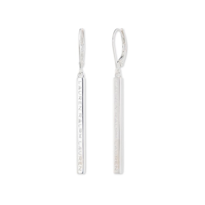 Lauren By Ralph Lauren Lauren By Ralph Lauren Silver Logo Bar Earrings