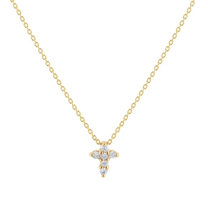Roberto Coin Tiny Treasures 18ct Yellow Gold 0.11ct Diamond Cross Necklace